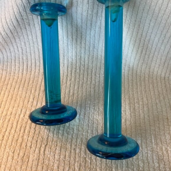 Aqua Turquoise stem candle holders - Picture 2 of 5